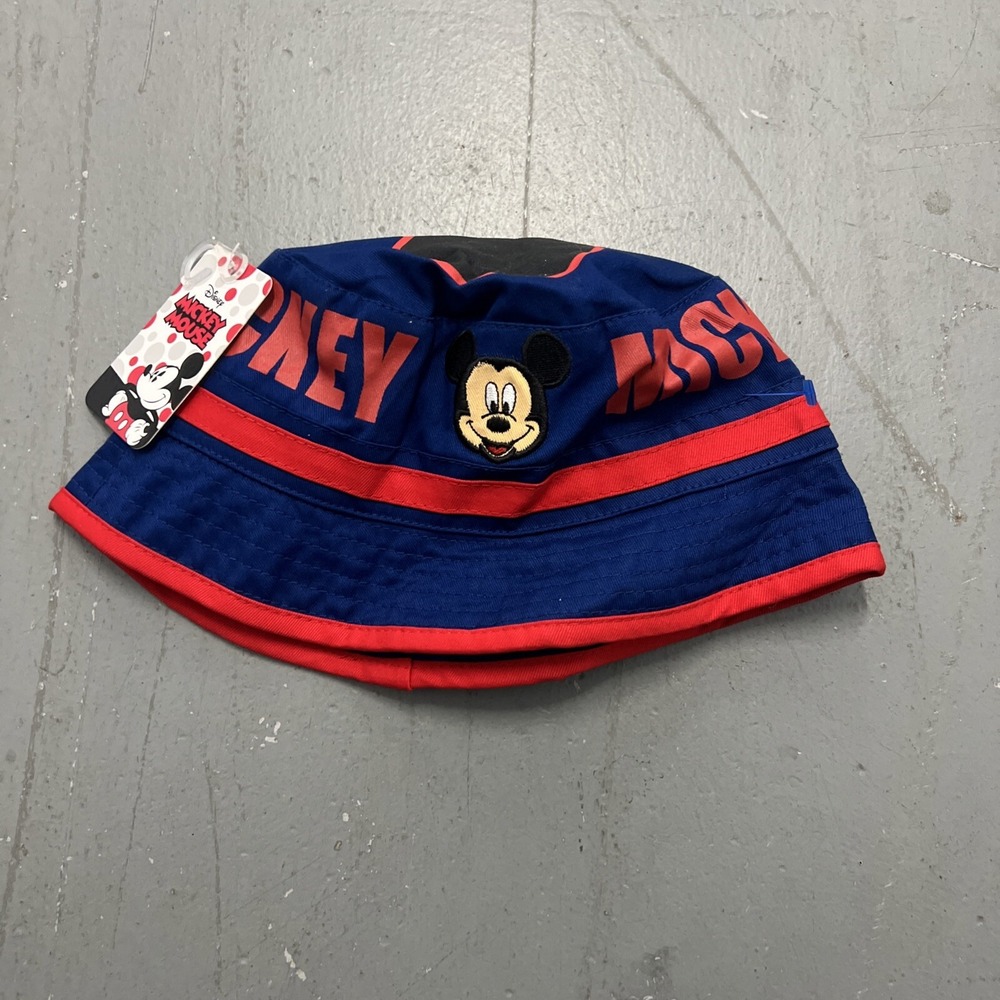 Mickey Mouse Kids Bucket Hat Youth OSFM,‎ Blue & Red Disney World Cap Bucket Hat